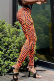 Orange Street Sportswear Print Patchwork Skinny High Waist Pencil Full Print Bottoms