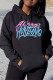 Black Fashion Casual Print Basic Hooded Collar Tops