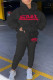 Black Casual Embroidery Patchwork Hooded Collar Long Sleeve Two Pieces