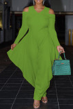 Purple Fashion Casual Solid Basic V Neck Harlan Jumpsuits