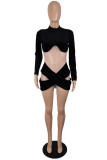 Red Sexy Patchwork See-through Turtleneck Long Sleeve Dresses