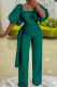 Green Casual Solid Make Old Square Collar Straight Jumpsuits