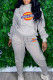 Grey Fashion Casual Print Basic Turtleneck Long Sleeve Two Pieces