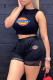 Black Casual Sportswear Print Patchwork O Neck Sleeveless Two Pieces