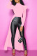 Pink Casual Street Solid Patchwork Fold Asymmetrical Half A Turtleneck Tops