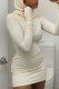 White Casual Solid Patchwork Hooded Collar Pencil Skirt Dresses