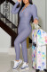 Grey Casual Solid Patchwork Hooded Collar Long Sleeve Two Pieces