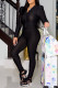 Black Casual Solid Patchwork Hooded Collar Long Sleeve Two Pieces