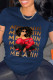 Navy Blue Casual Print Patchwork O Neck T-Shirts
