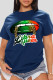 Navy Blue Casual Print Patchwork O Neck T-Shirts