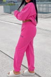 Pink Casual Print Patchwork O Neck Long Sleeve Two Pieces