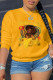 Yellow Casual Print Patchwork O Neck Tops