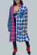 Multicolor Sexy Plaid Print Turndown Collar Mid Waist Tops