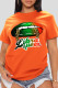 Orange Casual Print Patchwork O Neck T-Shirts