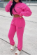 Pink Casual Print Patchwork O Neck Long Sleeve Two Pieces
