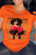 Orange Casual Print Patchwork O Neck T-Shirts