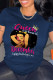 Navy Blue Casual Print Patchwork O Neck T-Shirts