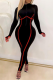 Black Sexy Solid Patchwork Half A Turtleneck Skinny Jumpsuits