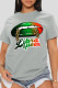 Grey Casual Print Patchwork O Neck T-Shirts