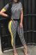 Black Casual Plaid Patchwork O Neck Skinny Jumpsuits
