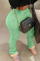 Green Fashion Casual adult Ma'am Solid Draped Draped Plus Size