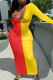 Red Sexy Solid Patchwork V Neck Pencil Skirt Dresses
