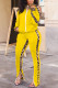 Yellow Casual Print Leopard Patchwork Zipper Zipper Collar Long Sleeve Two Pieces