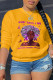Yellow Casual Print Patchwork O Neck Tops