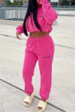 Pink Casual Print Patchwork O Neck Long Sleeve Two Pieces
