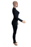 Burgundy Fashion Casual Solid Zipper Turtleneck Skinny Jumpsuits