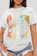White Casual Print Patchwork O Neck T-Shirts