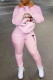 Pink Casual Print Patchwork Zipper Collar Long Sleeve Two Pieces