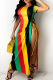 Yellow Sexy Striped Cross Straps O Neck Irregular Dress Dresses