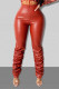 Brown Fashion Casual Solid Fold Regular High Waist Trousers