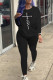 Black Casual Print Patchwork O Neck Long Sleeve Two Pieces