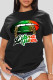 Black Casual Print Patchwork O Neck T-Shirts