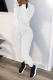 White Casual Solid Patchwork Hooded Collar Long Sleeve Two Pieces