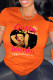Orange Casual Print Patchwork O Neck T-Shirts