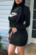 Black Fashion Casual Print Basic Turtleneck Long Sleeve Dresses