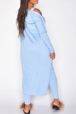 Pink Casual Solid Patchwork U Neck Long Sleeve Three Pieces