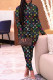Black Fashion Casual Print Basic Turtleneck Long Sleeve Two Pieces