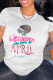 White Casual Print Patchwork O Neck T-Shirts