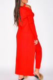 Pink Casual Solid Patchwork U Neck Long Sleeve Three Pieces