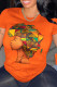 Orange Casual Print Patchwork O Neck T-Shirts