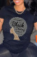 Black Fashion Casual Print Basic O Neck T-Shirts