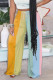 Yellow Casual Striped Print Patchwork Straight High Waist Straight Full Print Bottoms
