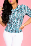 Yellow Sexy Animal Print Patchwork O Neck T-Shirts