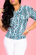 Baby Blue Sexy Animal Print Patchwork O Neck T-Shirts