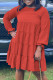 Red Casual Patchwork O Neck Princess Plus Size Dresses
