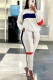 White Casual Solid Patchwork O Neck Long Sleeve Two Pieces
